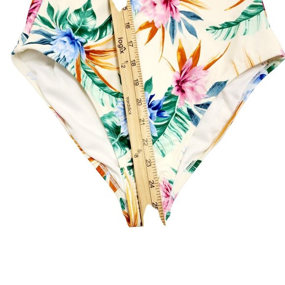 Tropical Floral One-Piece Swimsuit  Adjustable Straps By Shade  Shore Size S - Picture 5 of 10